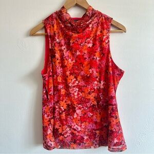 Vince Camuto Vibrant Floral Tank Top - Red and Pink